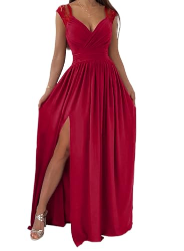 Dokotoo Womens 2026 Formal Dresses Wrap V-Neck Ruched Sexy Bridesmaid Wedding Guest Maxi Dresses