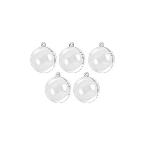 Lealoo Lot 5 Petites Boules diam. 3 cm en Plastique Cristal Transparent séparable, Contenant sécable à garnir