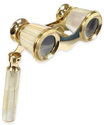 U.K MART Beautifully Handcrafted Brass Binocular with Genuine Mother of Pearl Work- Opera Glasses