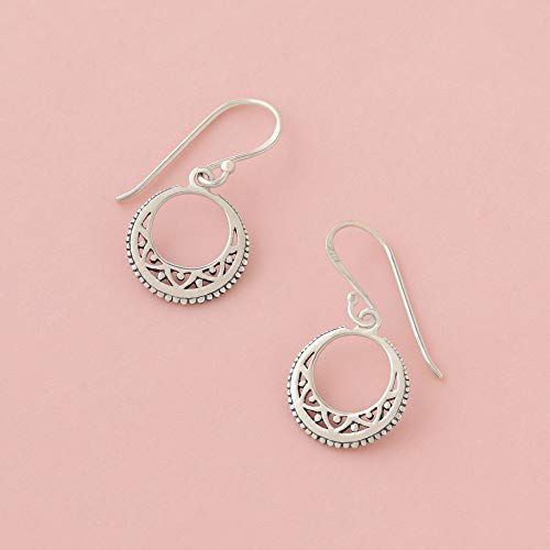 Boma Jewelry Sterling Silver Bohemian Crescent Moon Dangle Earrings2