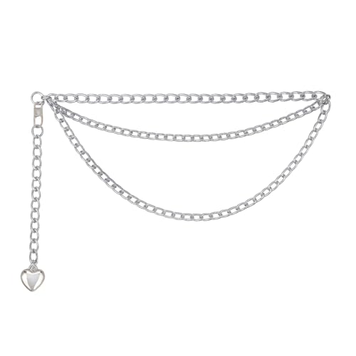 Cinto Feminino Corrente 3 Camadas Elegante Versátil Prata e Dourado (Prata)