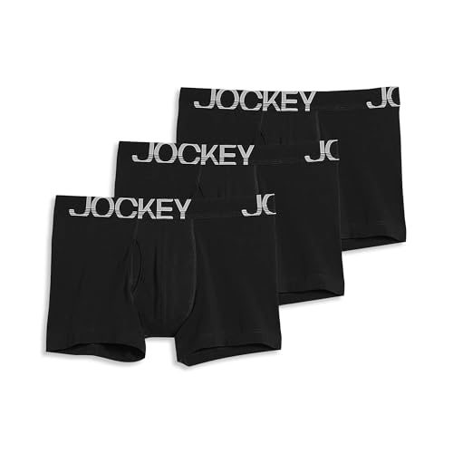 Jockey Men's Underwear ActiveStretch 4' Boxer Brief - 3 Pack, Black, L