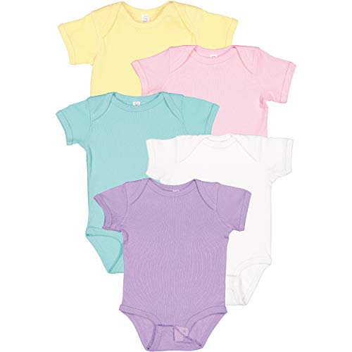 Image of RABBIT SKINS Baby Bodysuit Girl & Boy | Newborn 0-3 Months to 24 Months 5-Pack Bulk Set, Snap Easy Closure