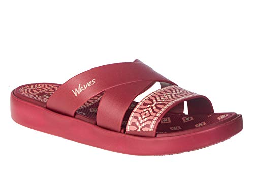 Image of Khadims Waves Women Maroon Casual Slip-On Sandal, 8 UK