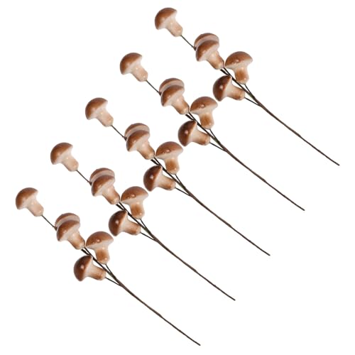 Toddmomy 4pcs Coffee Color Foam Fake Mushroom Picks, Miniature Bonsai Figurines for Fairy Garden, Micro Landscape, and Plant Pot Decorations in Home and Party Settings