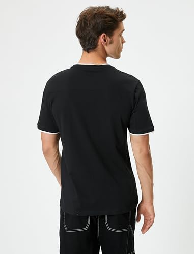 Koton Erkek Bisiklet Yaka Kısa Kollu Basic Tişört, Siyah (999), S - Görsel 4