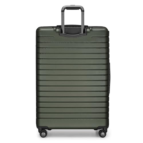 Image of Traveler's Choice Archer Polycarbonate Hardside Spinner Luggage Set, Tie Down Straps, Green, Checked 29-Inch