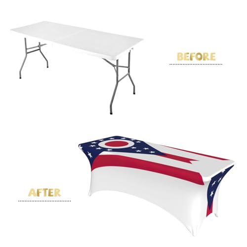Nappe de table pour fête 1,8m imprimé drapeau Ohio stretch - 5