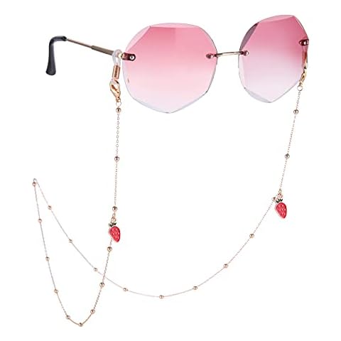 LIKGREAT Eyeglass Chain for Women Face Mask Link Chains Sunglass Strap Holder KC Gold Plated (Strawberry) Cover
