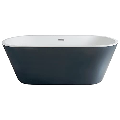 Milano Altcar Stone Grey 1695mm x 750mm Double Ended Freestanding Oval Bath