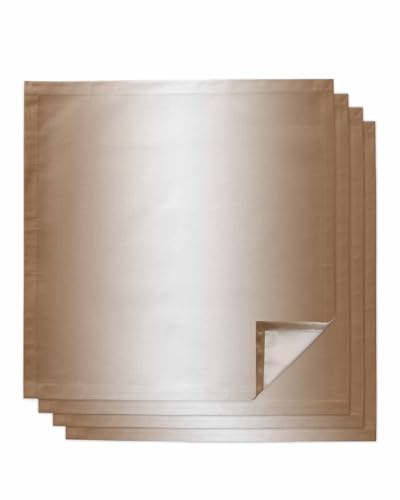 Servilletas de tela marrón y blanco set x4 20x20 pulg miniatura 1