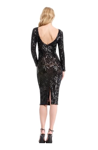 Dress the Population Women's Emery Long Sleeve Stretch Sequin Midi Sheath3