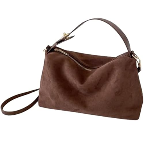 Image of Brown Suede Handbag - Women's Suede Tote & Hobo Bags