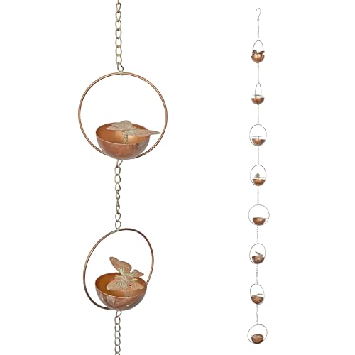 Alpine Corporation QES142HH Metal Hanging Butterfly with Spring Chain Rain Catcher, Décor for Garden, Patio, & Lawn, 73' H