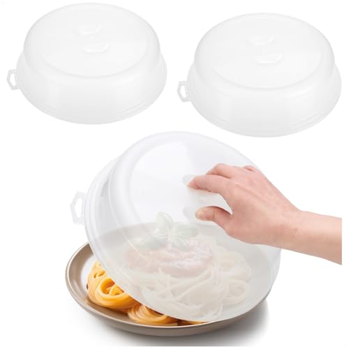 com-four® 3x Mikrowellenabdeckhaube aus Kunststoff - Mikrowellen-Abdeckung transparent -...
