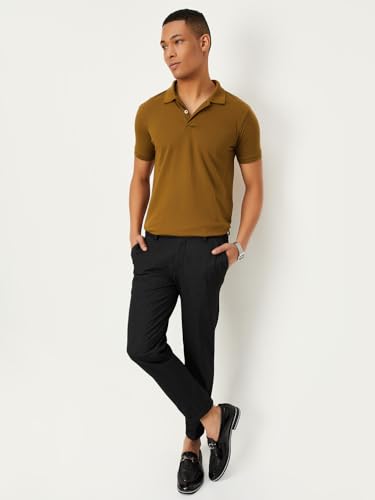 Image of Max Men's Cotton Relaxed Fit Half Sleeves Polo Neck T-Shirt