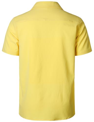 Men's Stretch Cuban Collar Shirt Summer Lightweight Short Sleeve Button Down Shirts with Pocket for Beach Vacation3