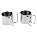 Luzhengyang 6 Piece Outdoor Compact Foldable Camping Cookware Set with Stainless Steel Pots, Frying Pan, Plates and Cups for Picnic, BBQ, Backpacking and Emergency Preparedness