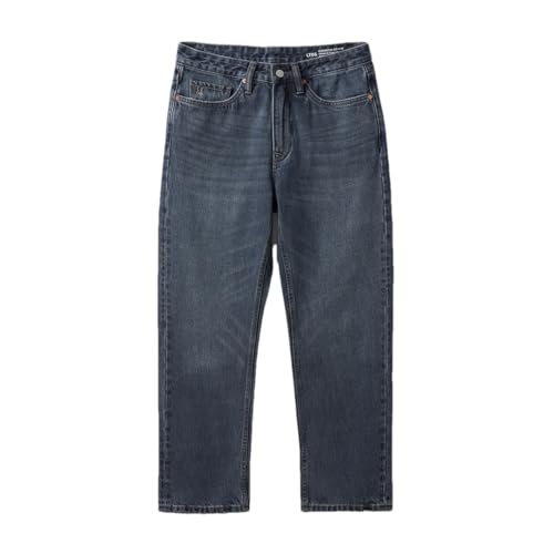 Men Srping Loose Tapered Jeans Vintage Denim Pants Plus Size Trousers Blue Black 34