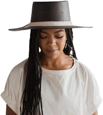 BRE Black - Stiff Straw Pork Pie Hat at 