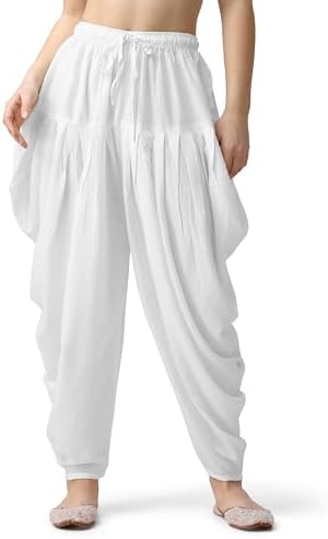 Mehrang Loose Fit Rayon Dhoti Pant for Women Patiala Slawar Bottom Wear Harem Pants, Waist Free Size (26 Inch to 38 Inch)