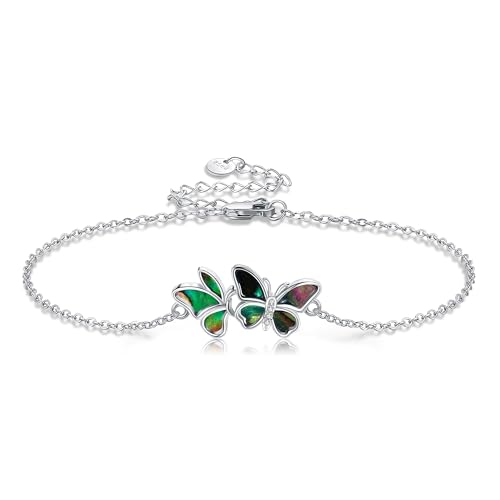 Butterfly Bracelet Sterling Silver Abalone Shell Butterfly Bracelet Christmas Jewelry for women