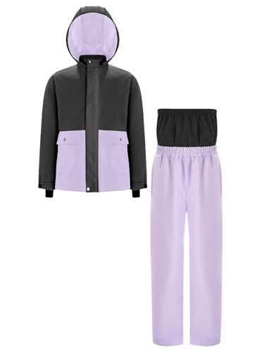 easyforever Kids Girls Ski Suit Long Sleeve Jacket Hooded Coat Snowsuits with pants for Snow Sports Skiing Snowboarding3