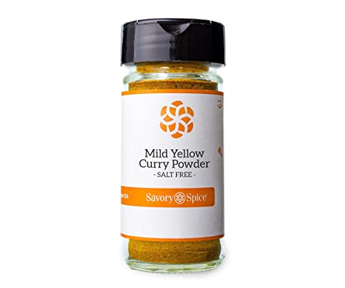 Savory Spice Mild Yellow Curry Powder, Salt-Free - Mild Yellow Curry Seasoning Mix | Use to Make Yellow Curry Paste, Sauce or Noodles (Medium Jar - Net: 1.85 oz)