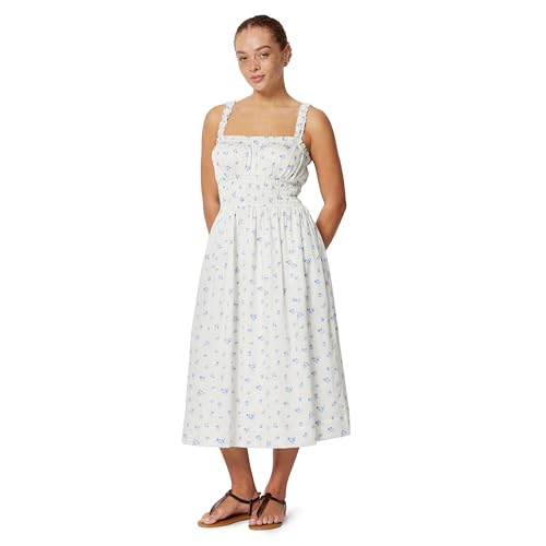 Amazon Essentials x Sofia Grainge Damen Mommy & Me Kleider aus Baumwollsatin Elfenbeinblaues Blumenmuster S