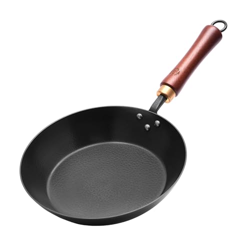 WANGYUANJI フライパン 鉄製フライパン 無塗装鉄鍋 26cm ih ガス対応 浅い 焦げ付かない表面処理 卵焼きステーキ 餃子 揚げ焼き用 炒め鍋 レストラン 一人暮らし 朝食 家庭用 洗いやすい