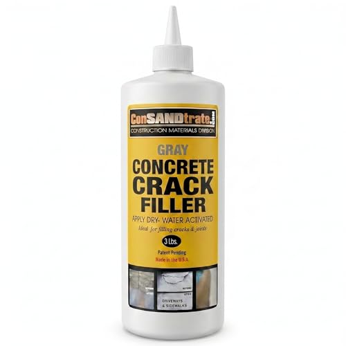 ConSandtrate Concrete Crack Filler - Gray - 3 lb. (Single Bottle) - Polymer Based Sealant for...