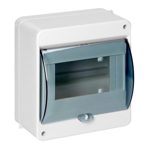 MIRATIC Coffret Electrique en Saillie IP40 Tableau Electrique 1 Rangée avec Porte Fumée Boîtier Modulaire Blanc pour Disjoncteurs Fusibles Inclus Bornier N...