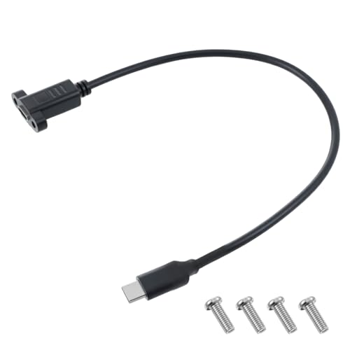 USB Type C Male to Female Cable, USB Type C 3.1Panel Mount Adapter Cable 10gbps Panel Mount Connector for Charging,Data Sync, Video,Audio,Compatible with Laptop,Tablet,Smartphone (30cm/1ft)