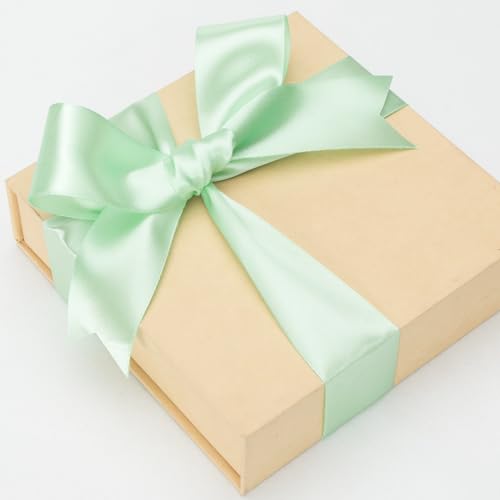 Image of ATRBB 25 Yards 1-1 /2 inch Mint Green Satin Ribbon for Gift Wrapping | Wedding, Bows, Colorfast Polyester Fabric Thick Ribbon for Bouquets Party Decor Crafts Handmade Flower DIY