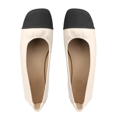 Women's Fashionable Square Toe Soft Sole Shallow Cut Flat Shoes Summer Comfortable Soft Leather Casual Shoes