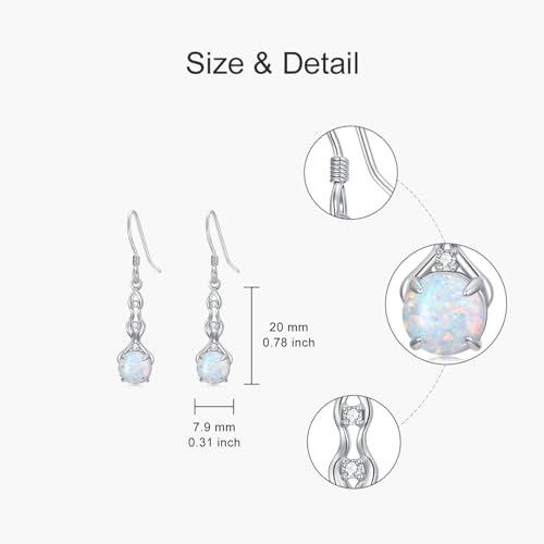 Opal with Genuine Diamond Earrings for Women 925 Sterling Silver Dainty Opal Hooks Dangle Earrings Anniversary Birthday Valentine's Day Jewelry Gift for Her4