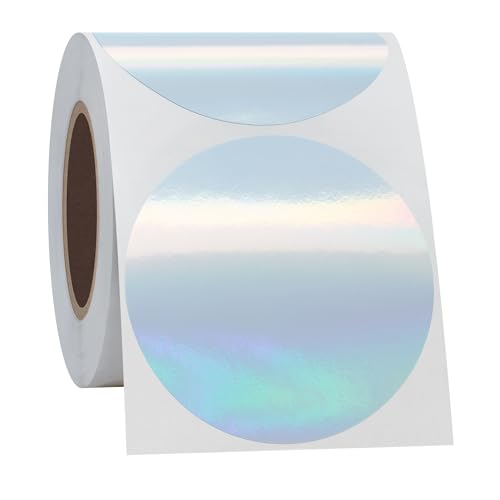 Hycodest Etiquetas térmicas láser directas, 300 calcomanías térmicas autoadhesivas de código de barras, etiqueta holográfica redonda para impresora térmica de etiquetas (51 mm)
