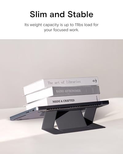 Image of MOFT Laptop Stand, Adhesive Laptop Riser with 2 Adjustable Viewing Angles, Foldable Computer Stand Compatible with MacBook Air, Pro 11 inch-16 inch, Light Black