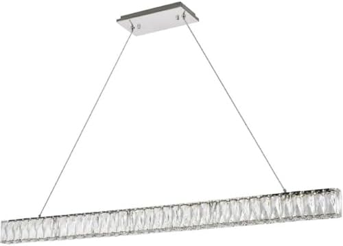 Elegant Decor Indoor Modern Monroe Integrated LED chip Light Chrome Chandelier Clear Royal Cut Crystal - 47.6x1.6x3