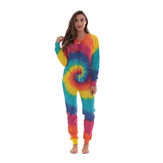 #followme Women's Tie Dye Henley Thermal Onesie 6769-10364-S