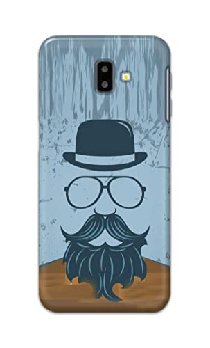 Image of PRINTFIDAA Mustache Beard and Hairstyle Hipster in Glasses Printed Designer Hard Case for Samsung Galaxy J6 Plus (2018) (6.0 inch), SM-J610FN / DS Back Cover -(e) RPM1002