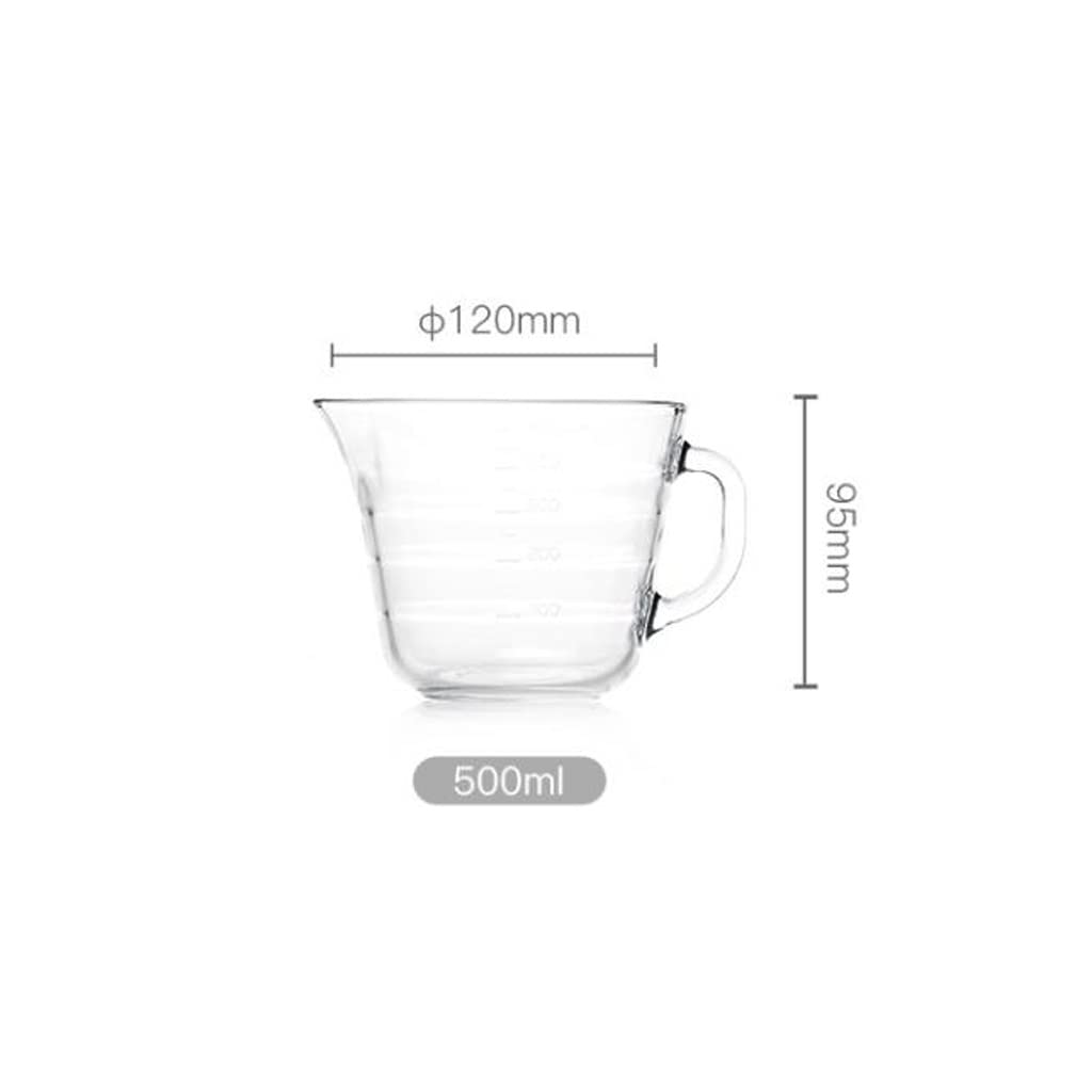 Taza medidora graduada de Gran Capacidad, Taza de Leche para Desayuno para niños, Taza de Agua para microondas Resistente al Calor de Vidrio Templado (500ml)