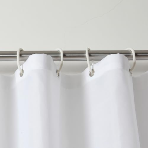 Rideau de douche en polyester blanc uni de qualité supérieure avec oeillets oeko - 5
