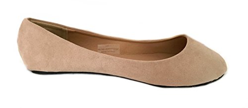 Shoes8teen Womens Microsuede Basic Ballet Flat (11, 8601 Nude Micro)
