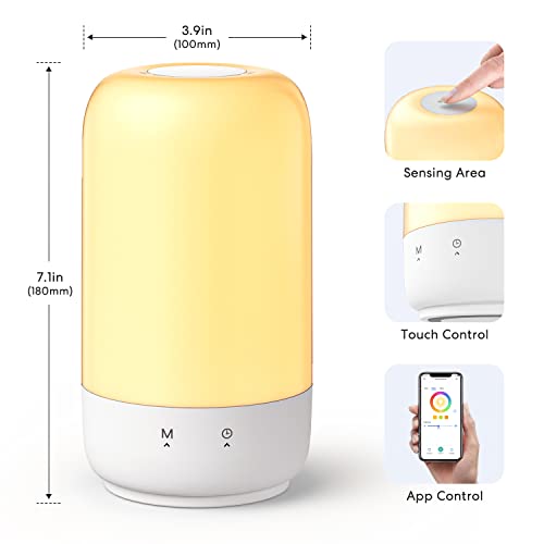 Meross Smart Table Lamp For Bedroom, Bedside Lamp Support Apple Homekit And Alexa,Tunable White & Multi-Color, Wifi Led Nightstand Lamp,Touch Control, Voice And App Control #TOP7