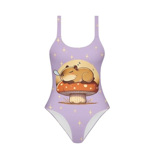 Image of One Piece Bathing Suit for Teen Girls Comfy Crewneck Backless Bathing Suit