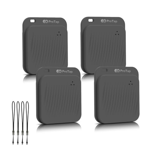 ProTap Paquete de 4 etiquetas de rastreador de aire (solo iOS), rastreador Bluetooth para Apple Find My App, batería reemplazable, buscadores de artículos y etiqueta inteligente para llaves, bolsos