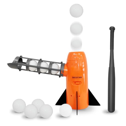 SECOTAN Baseball Pitching Machine Set - Training & Batting Practice with 5 PP Balls, Plastic Baseballl Bat, and Baseball Pitcher