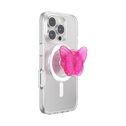 PopSockets Phone Grip for MagSafe Magnetic Holder Phone Stand Butterfly - Molded Butterfly Magenta