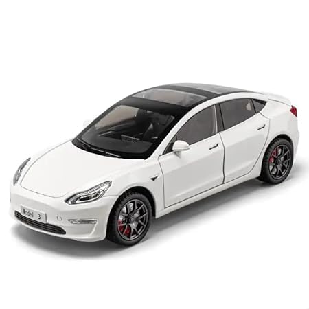 1/24 Big Tesla Model 3 Toy Car Metal Pull Back Diecast Car with Openable Door and Sound Light, Gifts Toys for Kids (1/24 Big Tesla Model 3), Multicolor